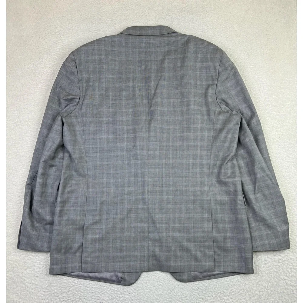Tessuto Blazer Mens 46L‎ Long Gray Plaid Super 120s Wool Italy Made USA Classic